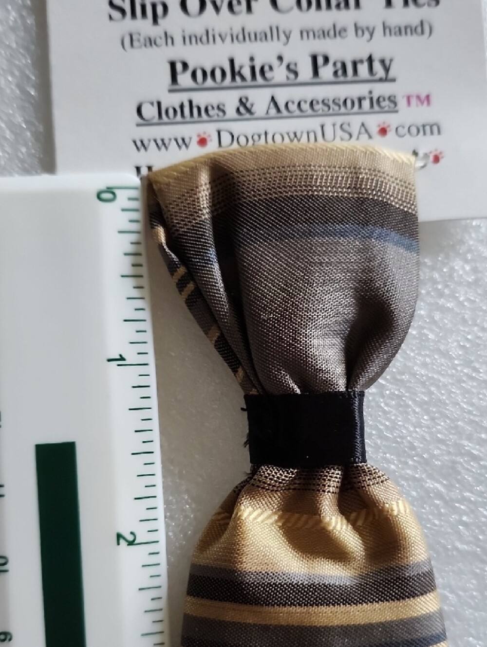Hand Crafted Brown and Gold Slip-On Collar Tie - Picture 4 of 8